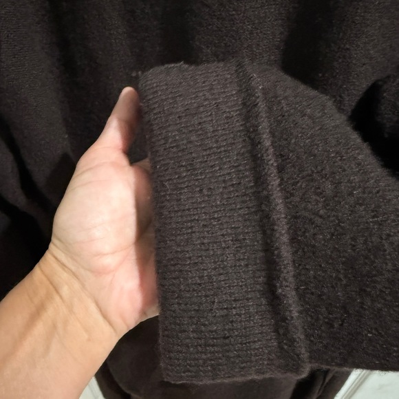 Elegant Brown Cardigan Coatigan 100% Wool w Removable Faux Fur Collar pockets - Picture 3 of 8